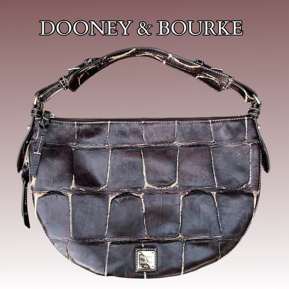 DOONEY & BOURKE Luna croc embossed leather hobo bag - Picture 3 of 10